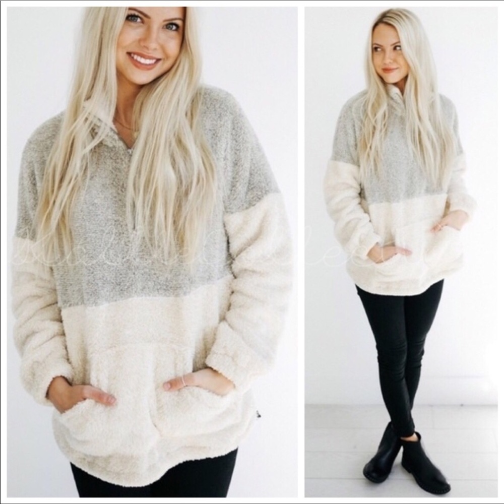 ❌SOLD❌✨Taupe Ivory Fur Soft Pullover✨ - Picture 3 of 6